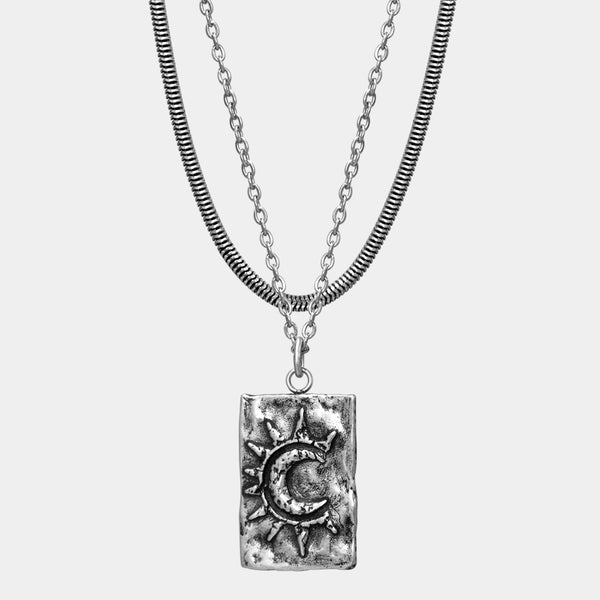 Layered Set Sun&Moon Pendant Silber X Bali Chain Silber