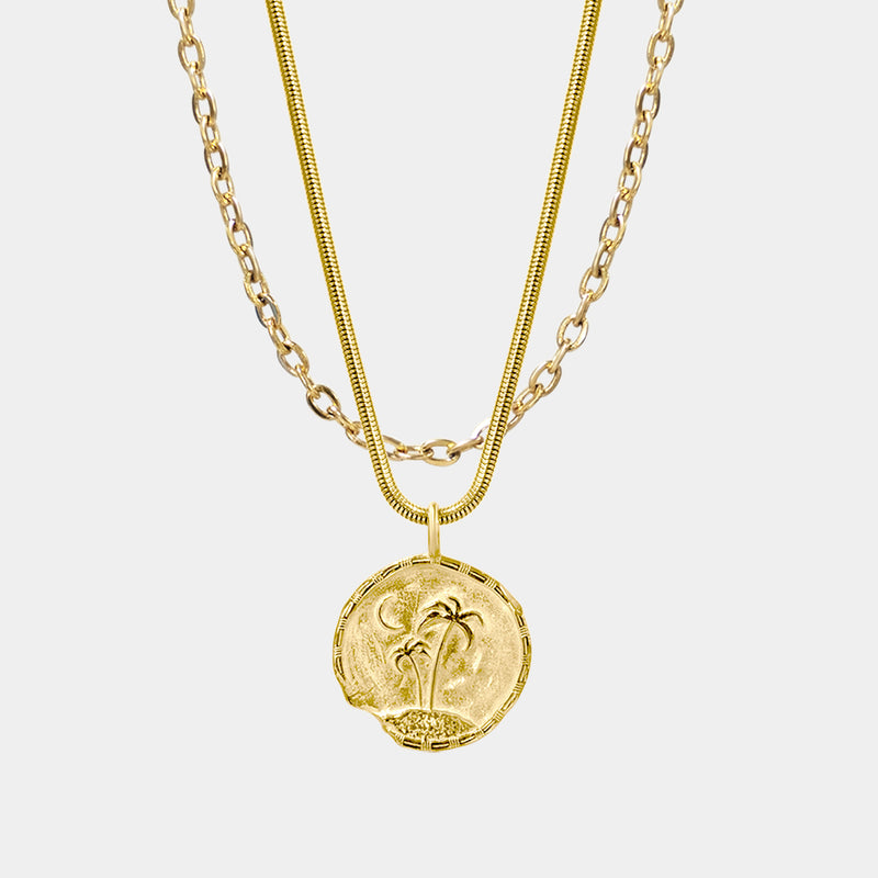 Layered coin necklace on sale gold